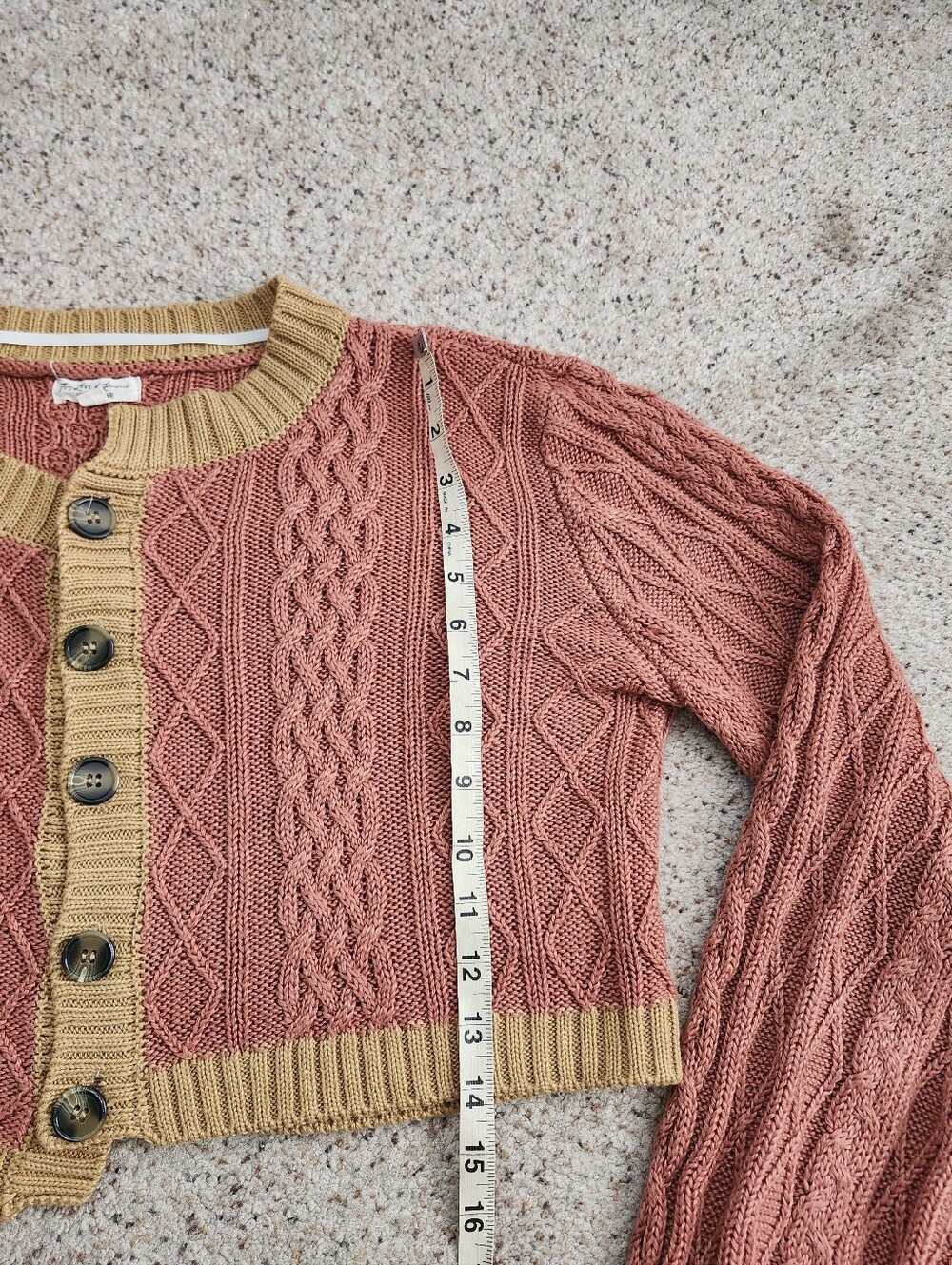For Love And Lemons Sierra Asymmetrical Cropped Cable Knit Cardigan Sweater - Picture 6 of 9
